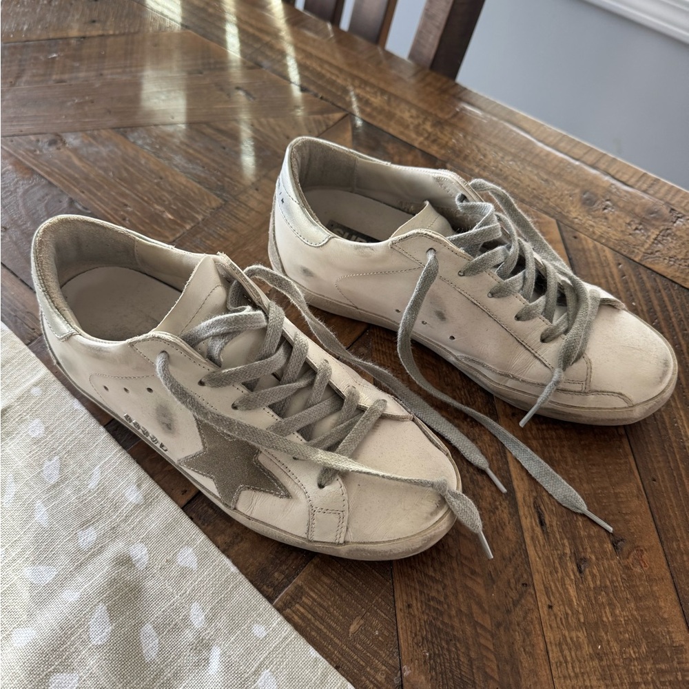 Golden Goose Off-White Sneakers with Gray Details